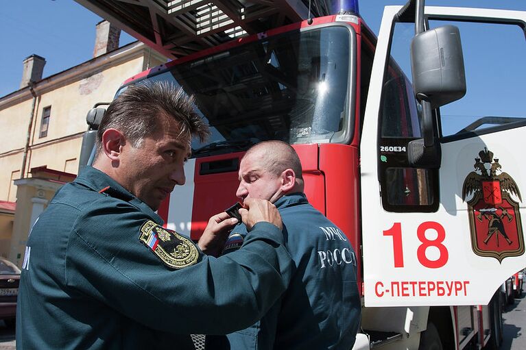 Празднование Дня пожарной охраны Санкт-Петербурга на Васильевском острове