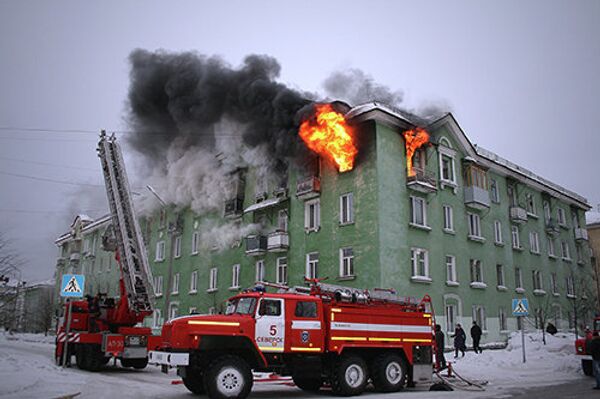 Пожар на улице Ленина, 16 в Северске