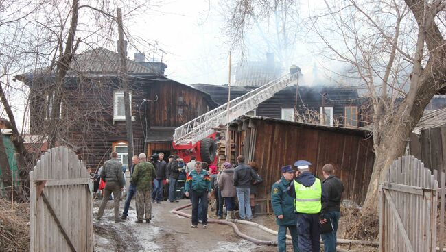 Пожар в Томске в деревянном доме по улице Ново-Киевской