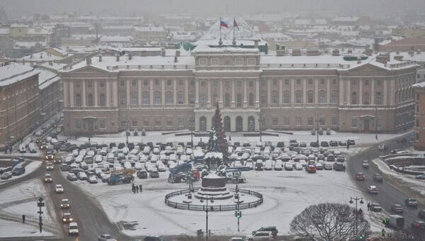 Зимний вид на Исаакиевскую площадь и Мариинский дворец