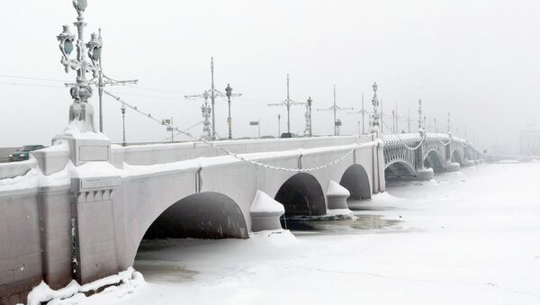 Зимний вид на Троицкий мост. Архив