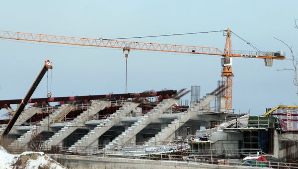 Строительство стадиона Зенит-арена в Санкт-Петербурге. Архив