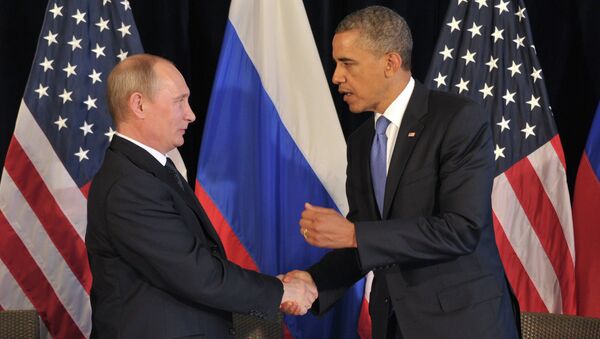 Президент РФ В.Путин встретился с президентом США Б.Обамой. Архив