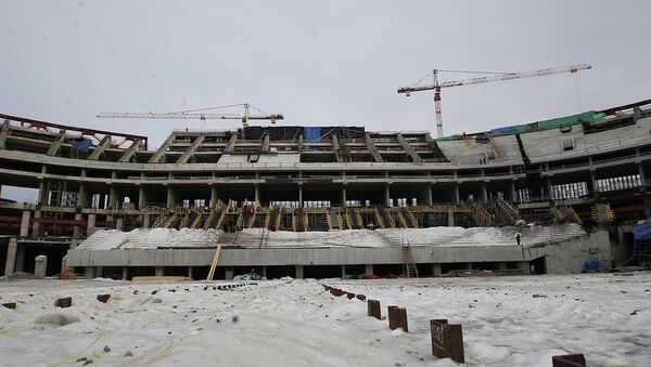Строительство стадиона для ФК Зенит на Крестовском острове в Петербурге