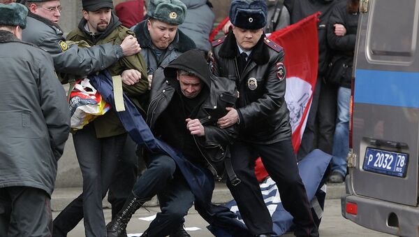 Задержание участников несанкционированной акции в Петербурге