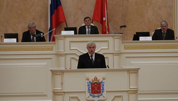 Выступление Георгия Полтавченко перед депутатами городского парламента