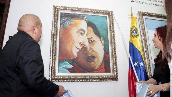 Чавес подарил нарисованную им картину президенту Аргентины Кристине Фернандес де Киршнер