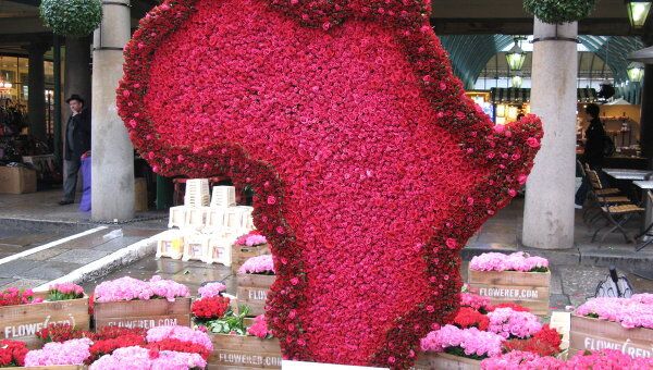 Лондонцам раздают букеты роз, чтобы привлечь их внимание к проблеме СПИДа в Африке