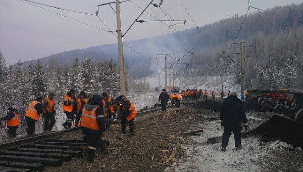 Сход восьми вагонов с углем в Иркутской области на перегоне Лена Восточная - Чудничный
