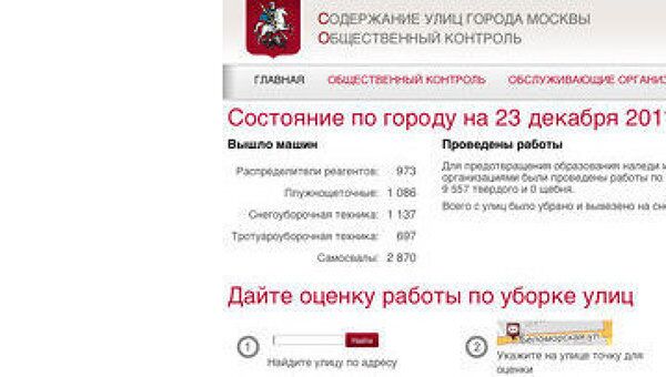 Скриншот сайта, посвященного состоянию московских дорог