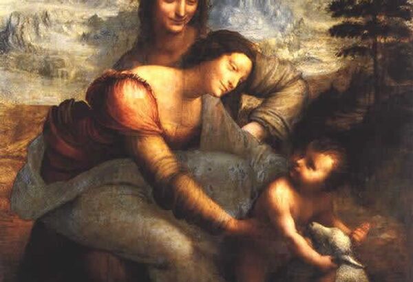 Картина Леонардо да Винчи Мадонна и младенец со святой Анной