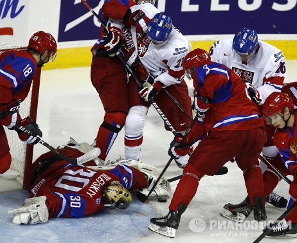 Игровой момент матча Россия-Чехия