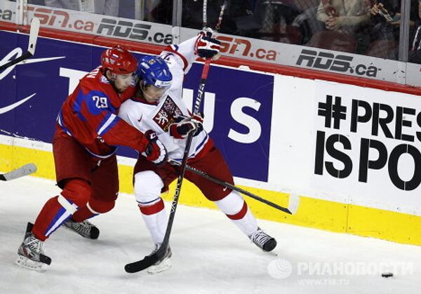 Игровой момент матча Россия-Чехия