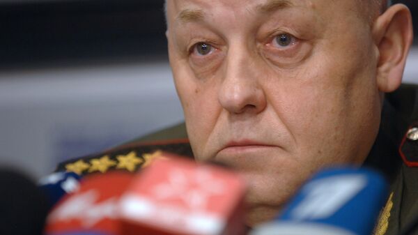 Начальник Генштаба Вооруженных сил РФ, генерал армии Юрий Балуевский во время пресс-конференции
