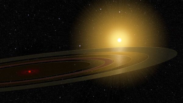 Система сатурнианских колец вокруг объекта у звезды 1SWASP J140747.93-394542.6 глазами художника