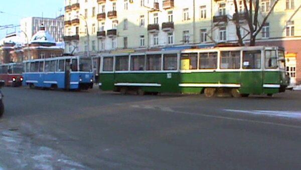 В центре Иркутска было блокировано движение трамваев
