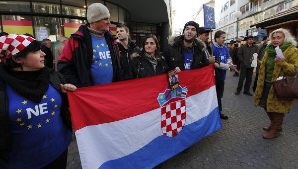 Протесты в Хорватии против вступления в ЕС