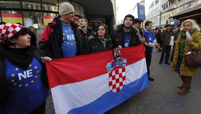 Протесты в Хорватии против вступления в ЕС