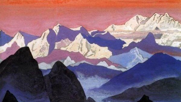 Н.К. Рерих Гималаи, Канченджанга. 1931г, холст,темпера,30.6 x 45.6см