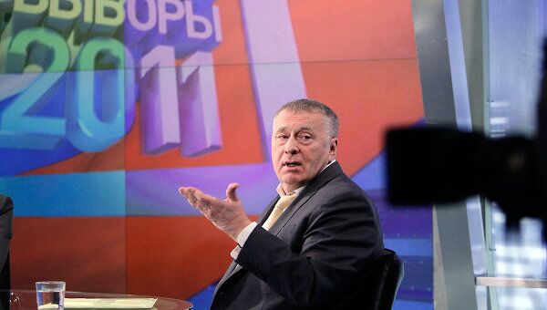 Лидер ЛДПР Владимир Жириновский во время теледебатов 