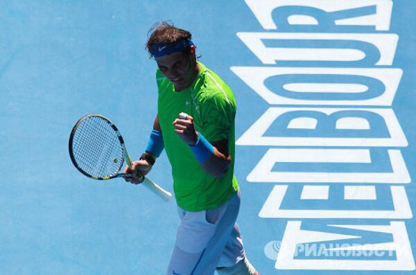 Испанский теннисист Рафаэль Надаль в матче второго круга Открытого чемпионата Австралии