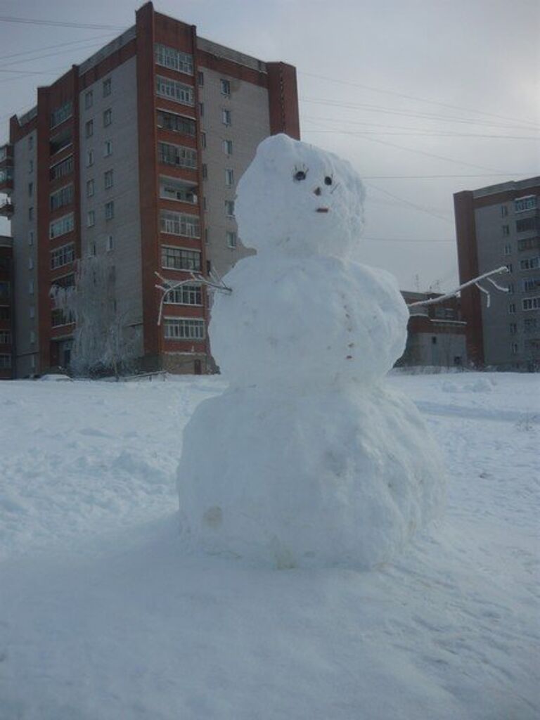 В Иванове появился гигантский снеговик. В одном из дворов о