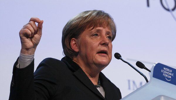 Канцлер Германии Ангела Меркель на экономическом форуме в Давосе