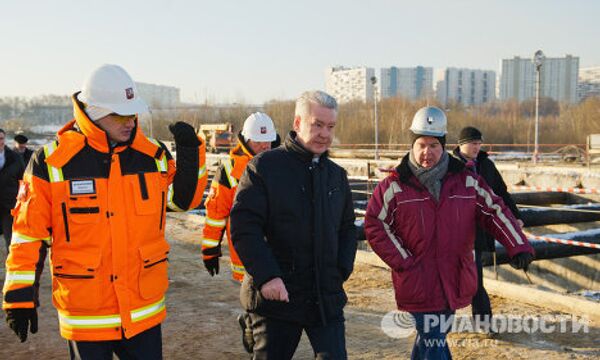 С.Собянин на строительстве тоннеля Замоскворецкой линии метро