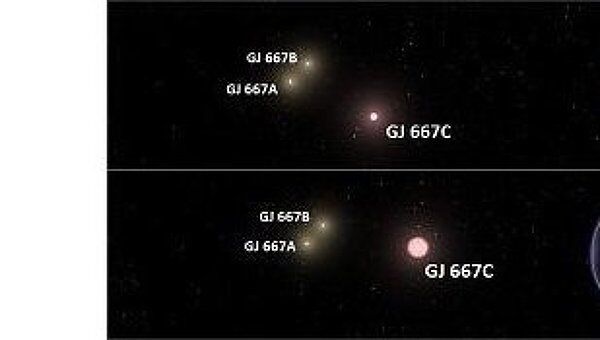 Планета GJ 667Cc и планета GJ 667Cb глазами художника