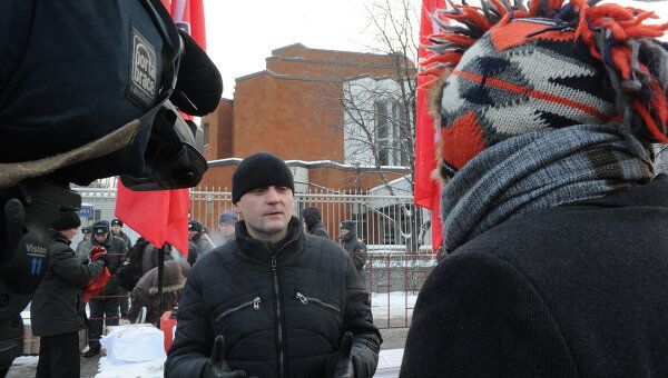Лидер движения Левый фронт Сергей Удальцов во время интервью на шествии оппозиции За честные выборы. Архив