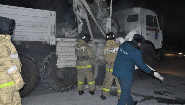 Тушение пожара в аэропорту Кызыла