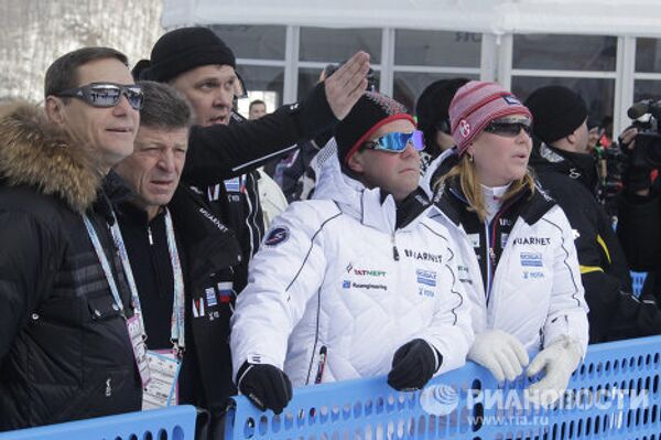 Президент РФ Д.Медведев посетил тестовые соревнования этапа кубка Мира на горнолыжном курорте Роза Хутор