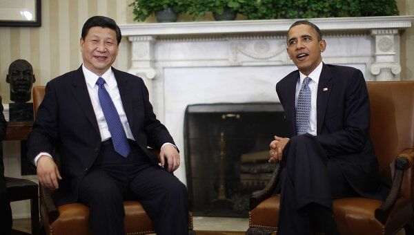 Президент США Барак Обама на встрече с вице-президентом КНР Си Цзиньпином