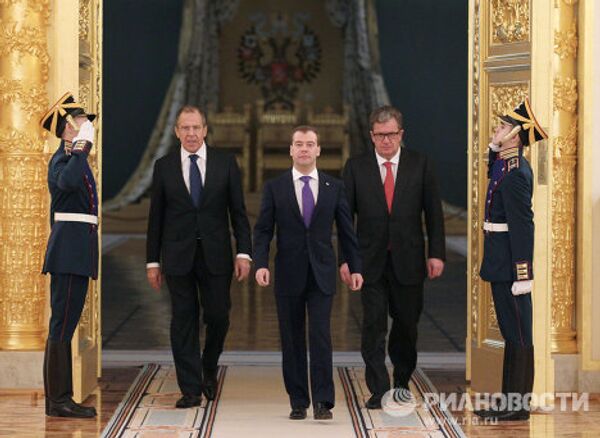 Вручение верительных грамот послами ряда стран Д. Медведеву