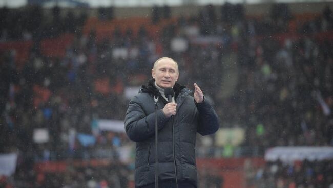 Премьер-министр РФ В.Путин выступил на митинге своих сторонников Защитим страну!