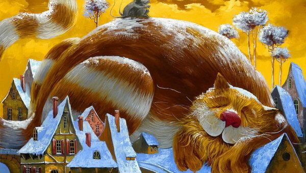 Иллюстрация Антона Горцевича к книге о волшебной стране кошек Мяумуррия