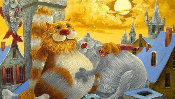 Иллюстрация Антона Горцевича к книге о волшебной стране кошек Мяумуррия