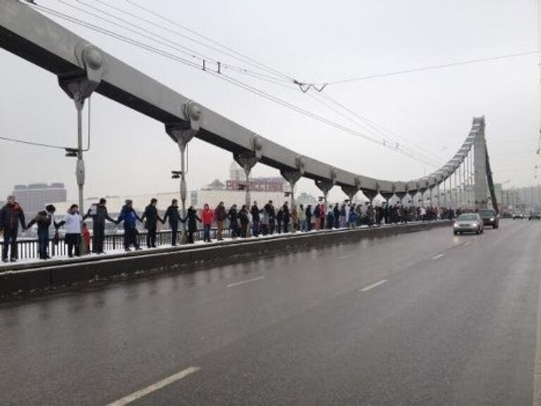 Акция Живая цепь на Садовом кольце в Москве 