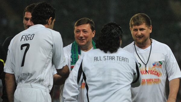 Рамзан Кадыров, Александр Хлопонин, Луиш Фигу и Диего Марадона (слева направо)