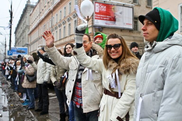 Акция Живая цепь на Садовом кольце в Москве 