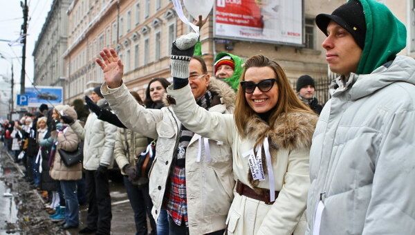 Акция Живая цепь на Садовом кольце в Москве 