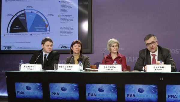 Участники круглого стола «Лучшая работа в России: мифы и объективная реальность» в РИА Новости.