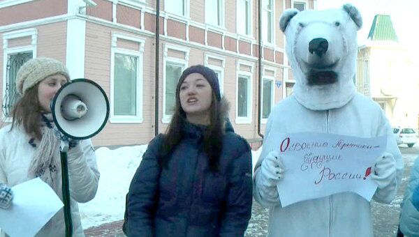 День Арктики: на улицы Архангельска вышли белые медведи проводить зиму