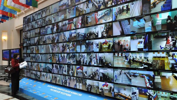 Мониторы ЦИК, транслирующие сигнал веб-камер на выборах