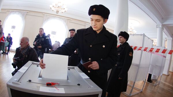 Военнослужащие Черноморского флота на выборах президента РФ в Севастополе