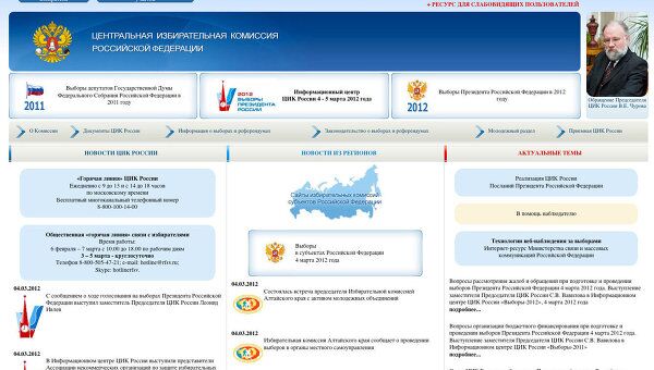 Сайт Центральной избирательной комиссии РФ