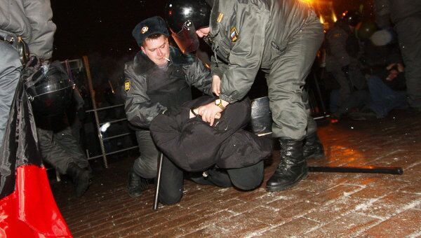 Задержание участников митинга на Пушкинской площади.