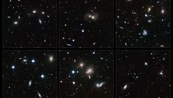 Пары обнимающихся галактик в скоплении Abell 2151 в созвездии Геркулеса