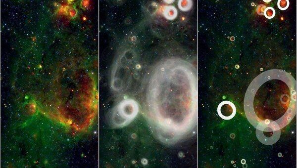 Звездные пузыри, найденные участниками проекта Milky Way Project 