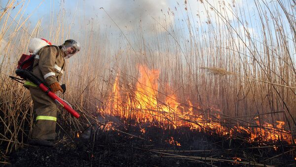 Тушение пожаров в Астраханской области. Архивное фото